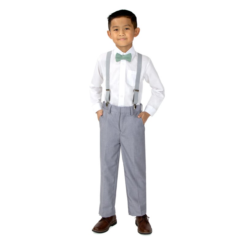 Spring Notion Boys' Flat Front Dress Pants 5 Light Grey - Image 3